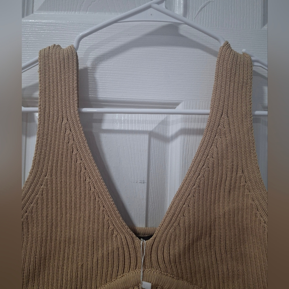 Kittenish Tan Ribbed Tank Top - Picture 2 of 6
